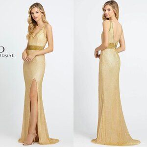 Mac Duggal Beaded Gold Gown